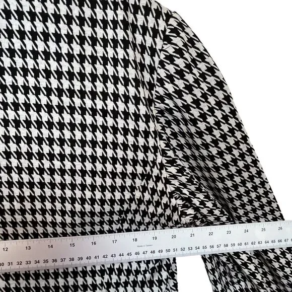 Kasper Swing Blazer Jacket Womens Black and White Houndstooth Retro Size 16